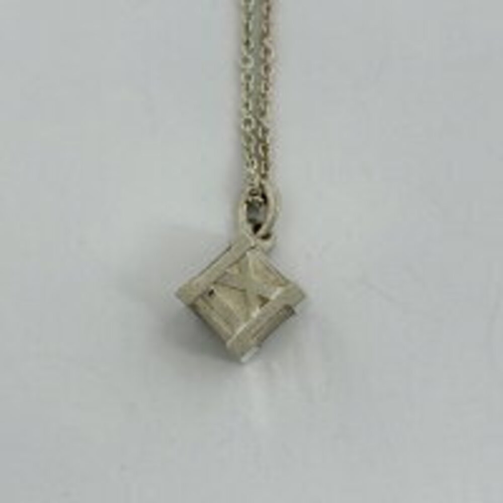 Tiffany Co Atlas Cube Necklace Pendant Sterling Silver